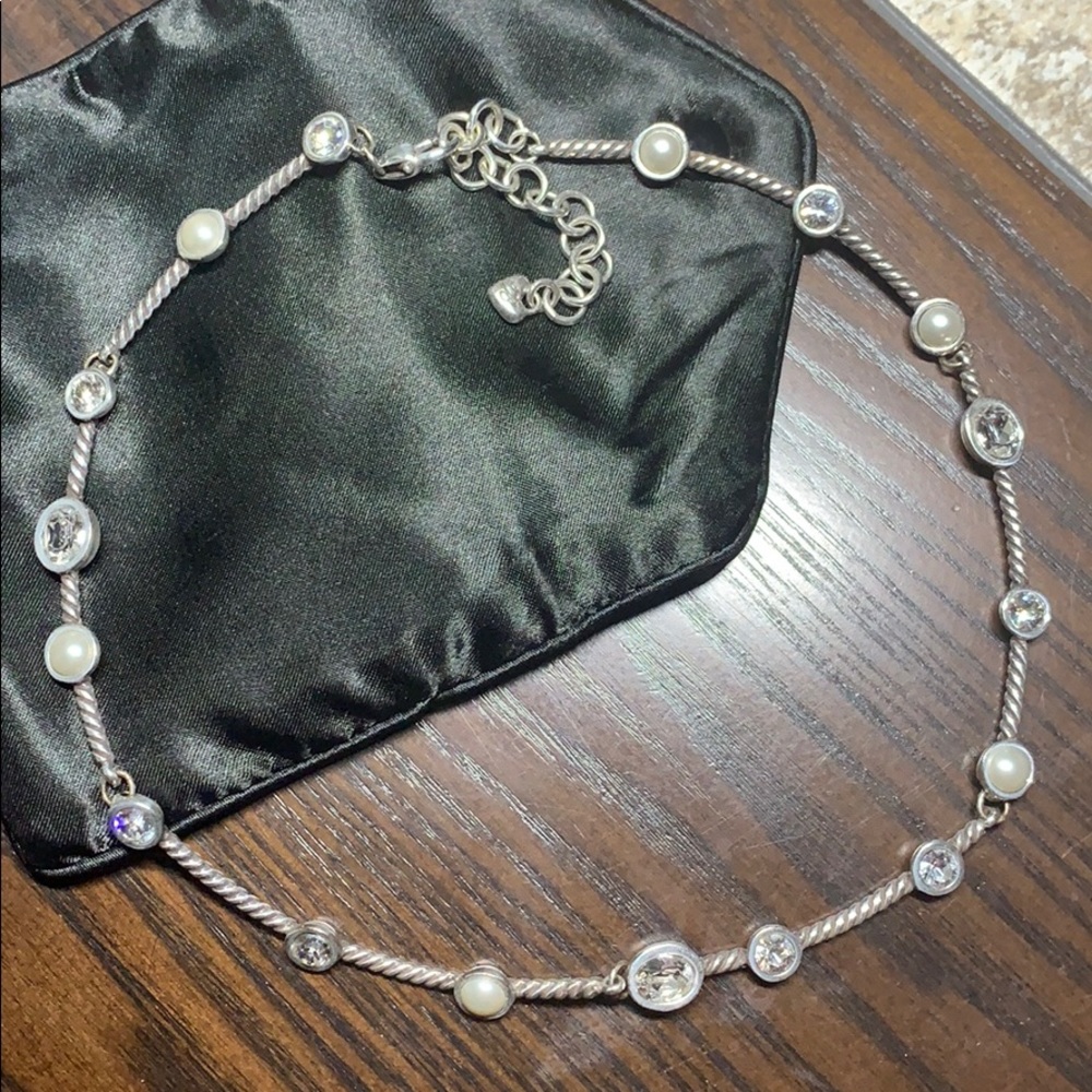Brighton silver rhinestone and pearls necklace